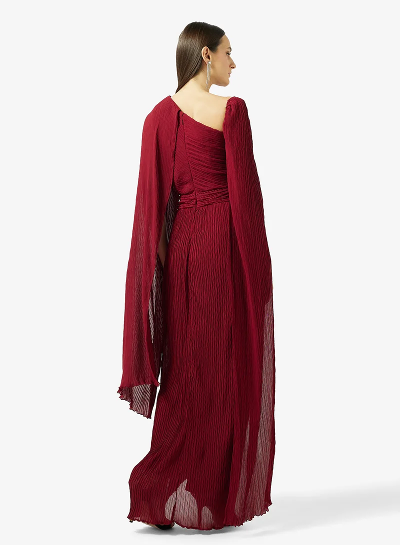 Namshi x  Draped Evening Dress With Exaggerated Sleeve for Women | Best Price UAE